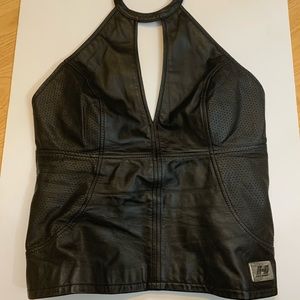 Harley Davidson leather halter top